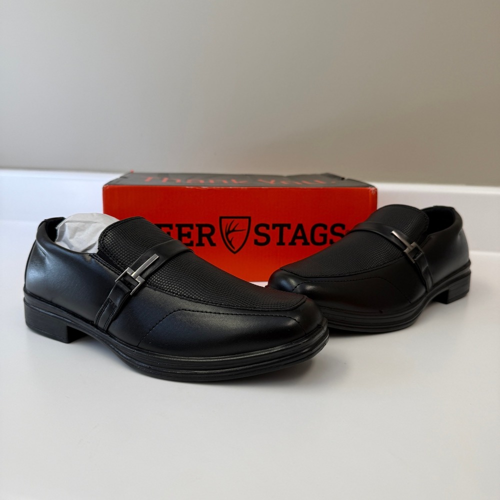 Deer Stags Boys Bold Slip-On Dress Comfort Loafer Size 4.5 Big Kid Black Concert